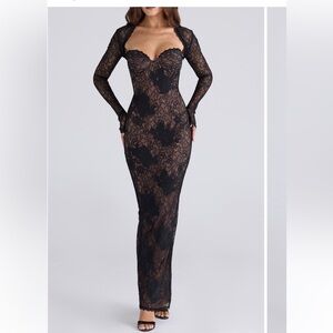 House of CB Lucienne Black Lace Maxi Dress